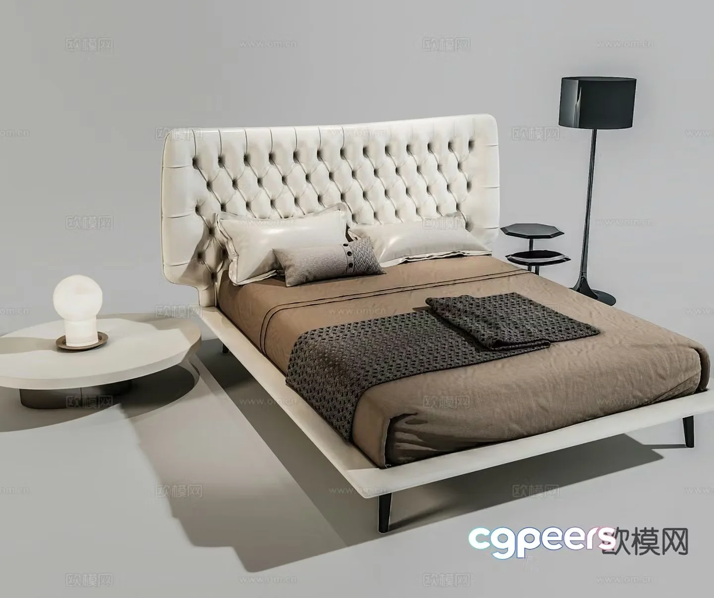 Modern double bed 3d model