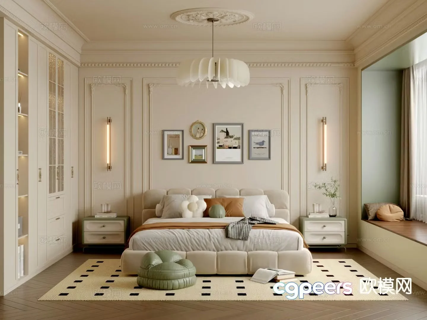 Cream style bedroom master bedroom 3d model