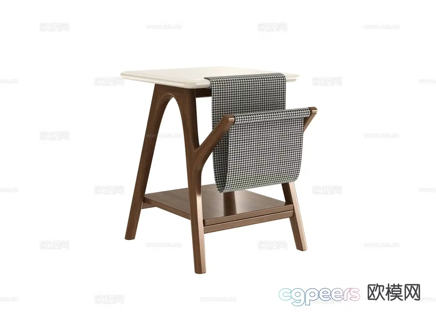 Modern solid wood side table 3d model