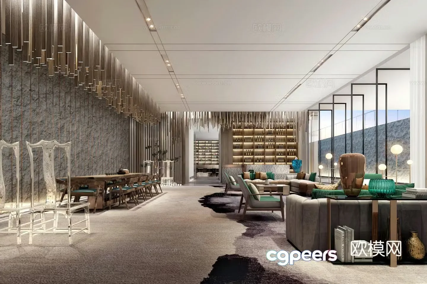 New Chinese negotiation water bar area 3D model