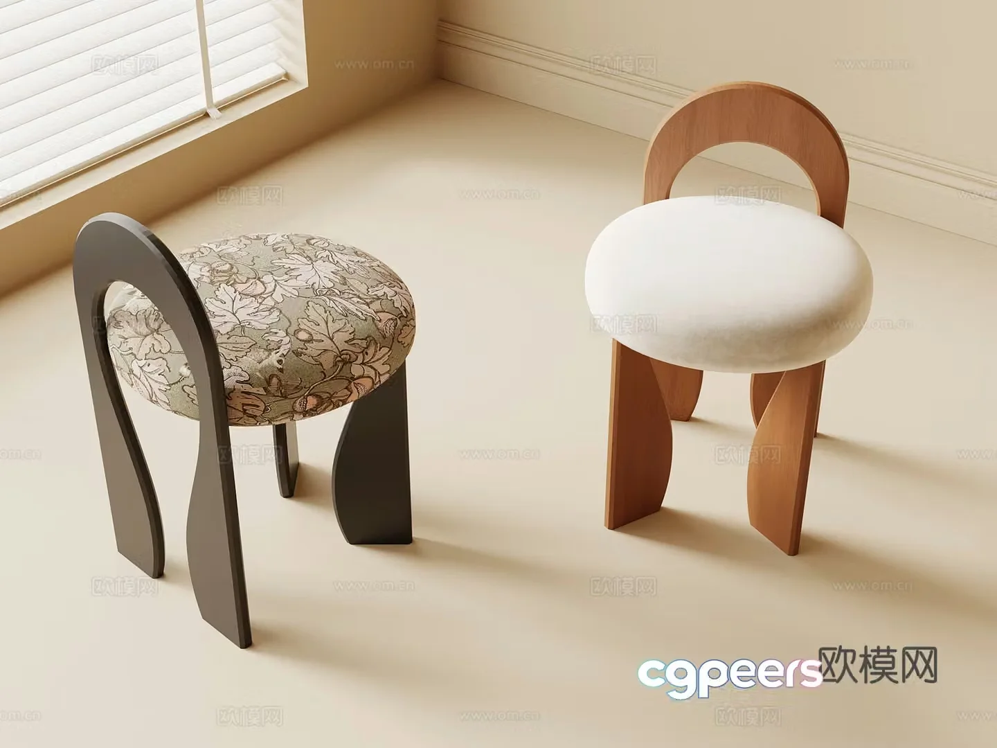 Dressing stool French medieval dressing stool shoe change stool tea stool sofa stool 3D model