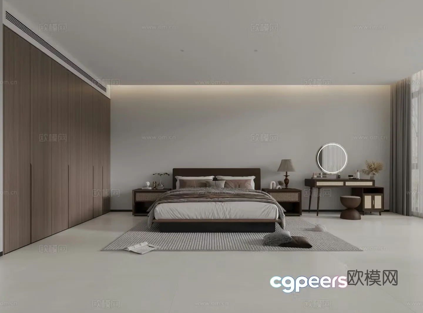 Modern minimalist bedroom 3d model