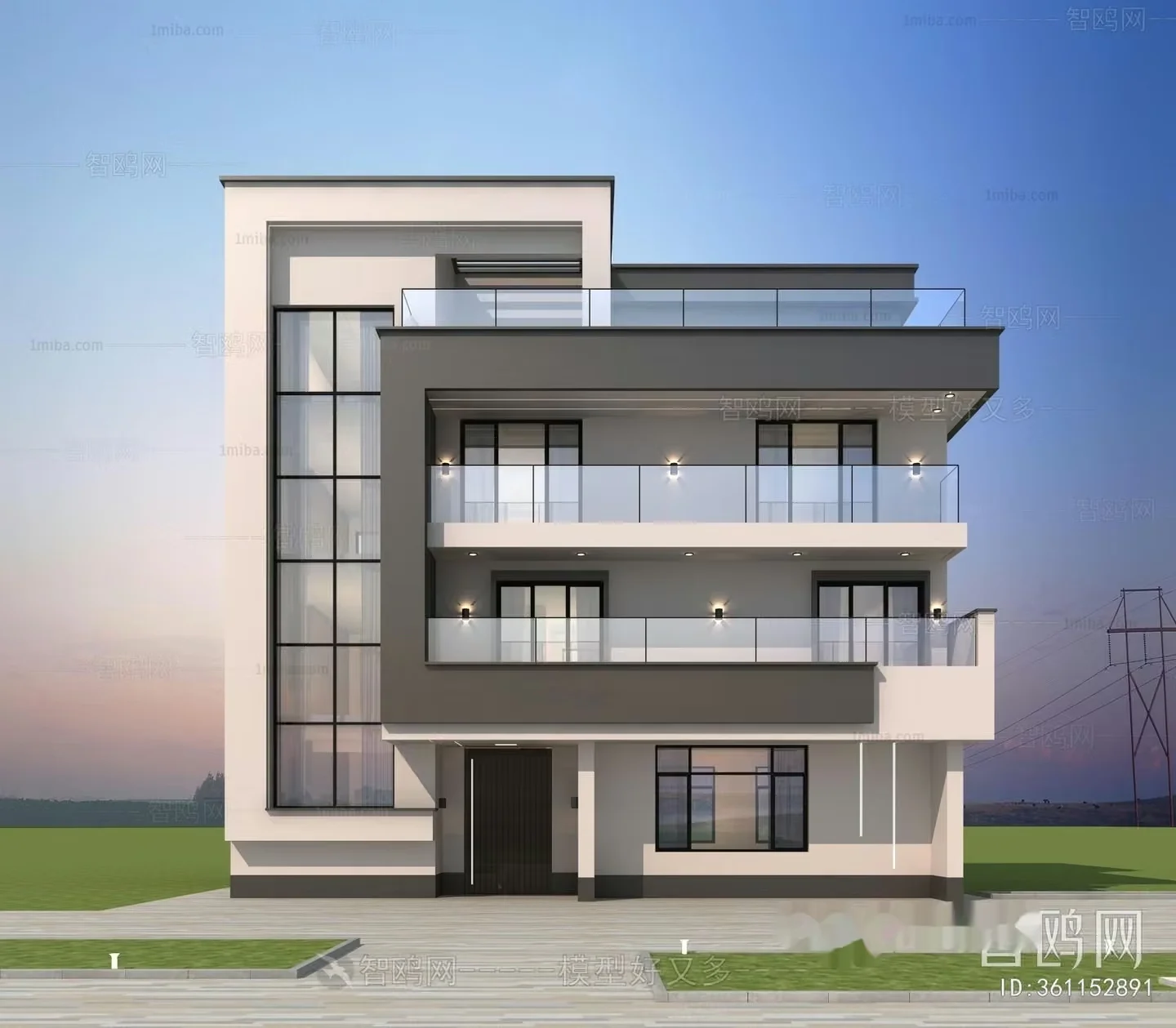 Modern Multi-Story Building 3D Model – 17352 – VRAY Render