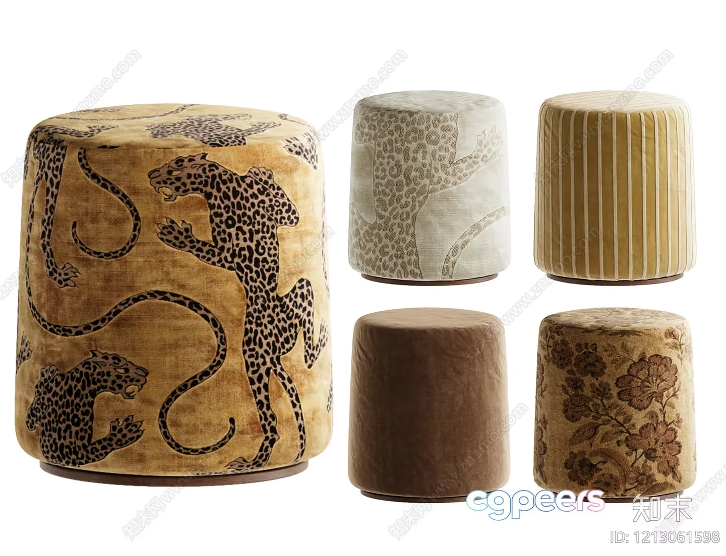 This Image Features A Collection Of Stools 3D Model – 6314 – VRAY Render