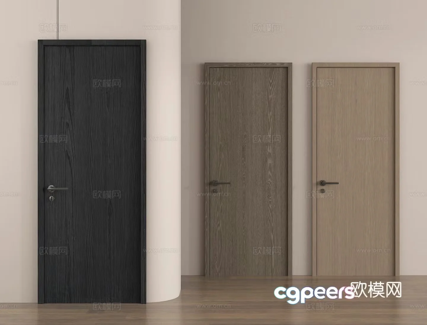 Single-open door entrance door 3d model