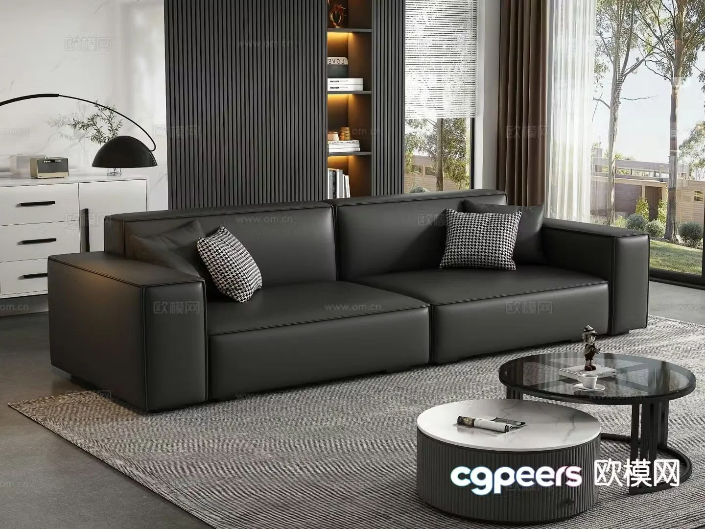 Modern leather sofa loveseat 3d model