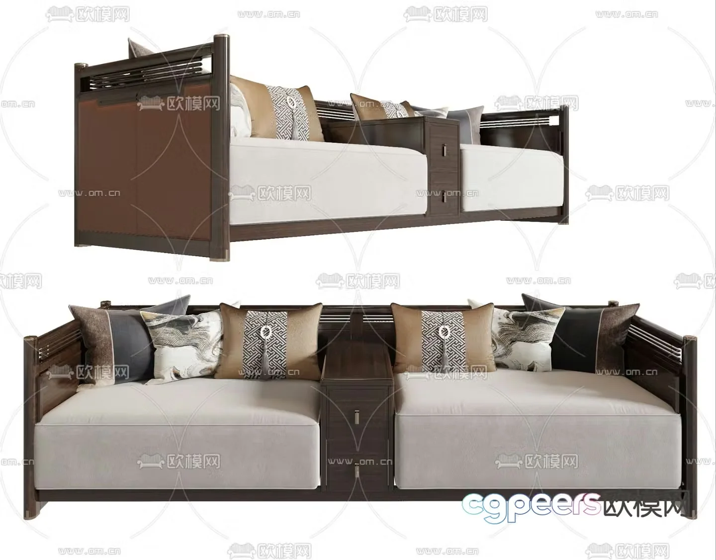 New Chinese style sofa double sofa 3d model