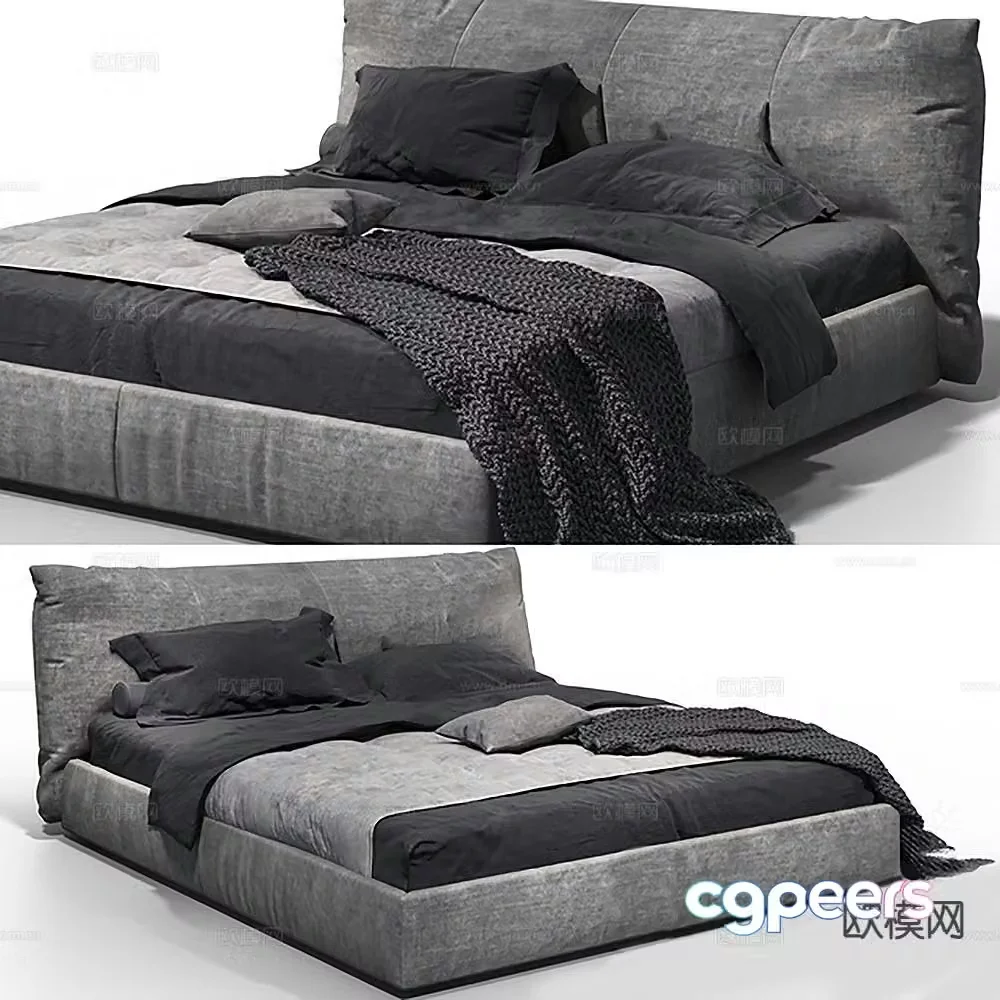 Modern double bed 3d model