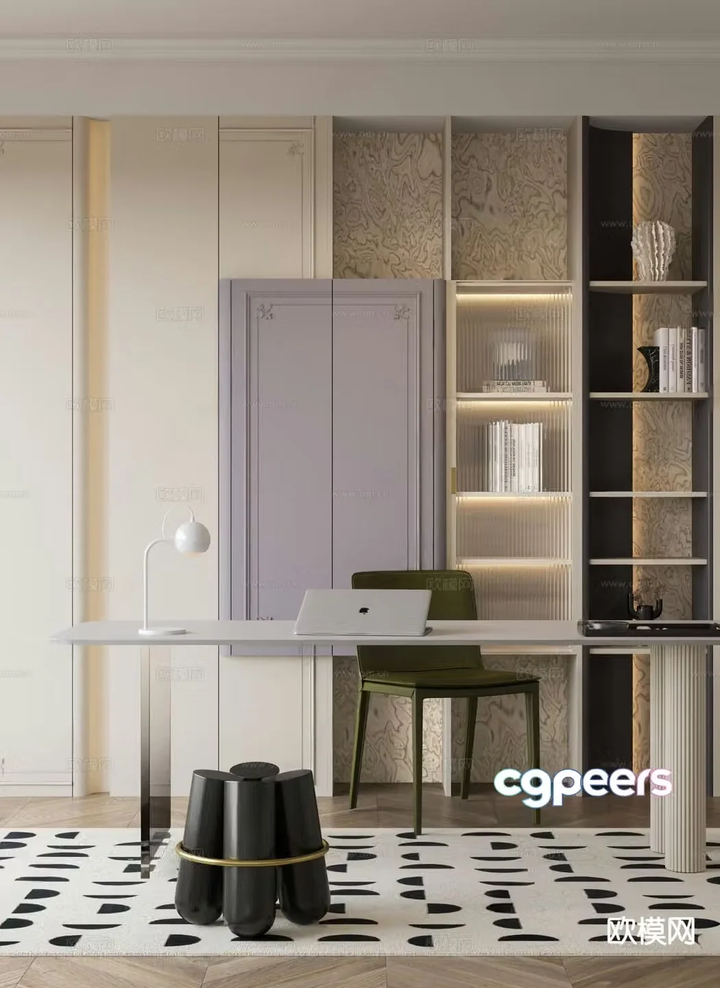 French study room 3d model