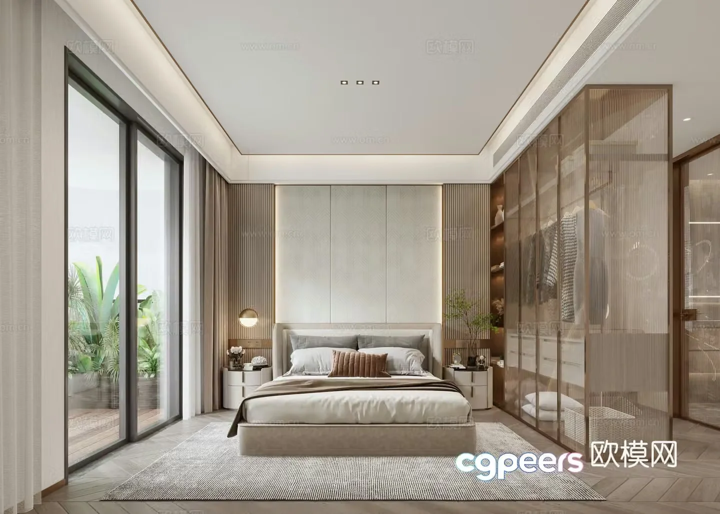 Light luxury bedroom 3D model
