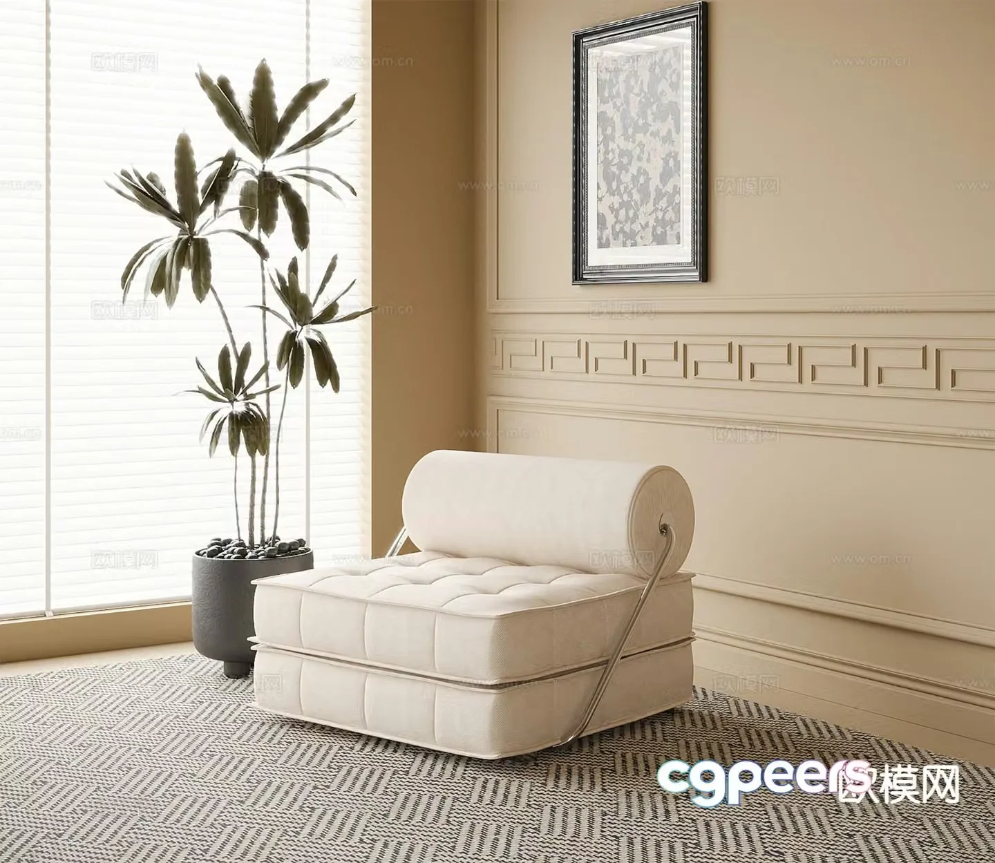 Modern single sofa upholstered sofa 3d model