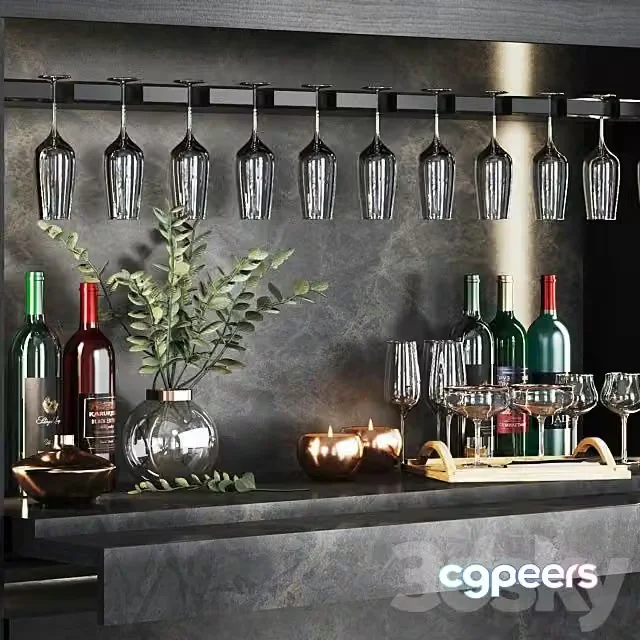 3ds Max Free – Minibar Wine Shelf