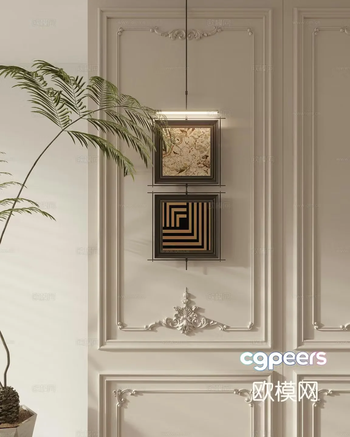 French hanging painting texture painting decorative painting 3D model