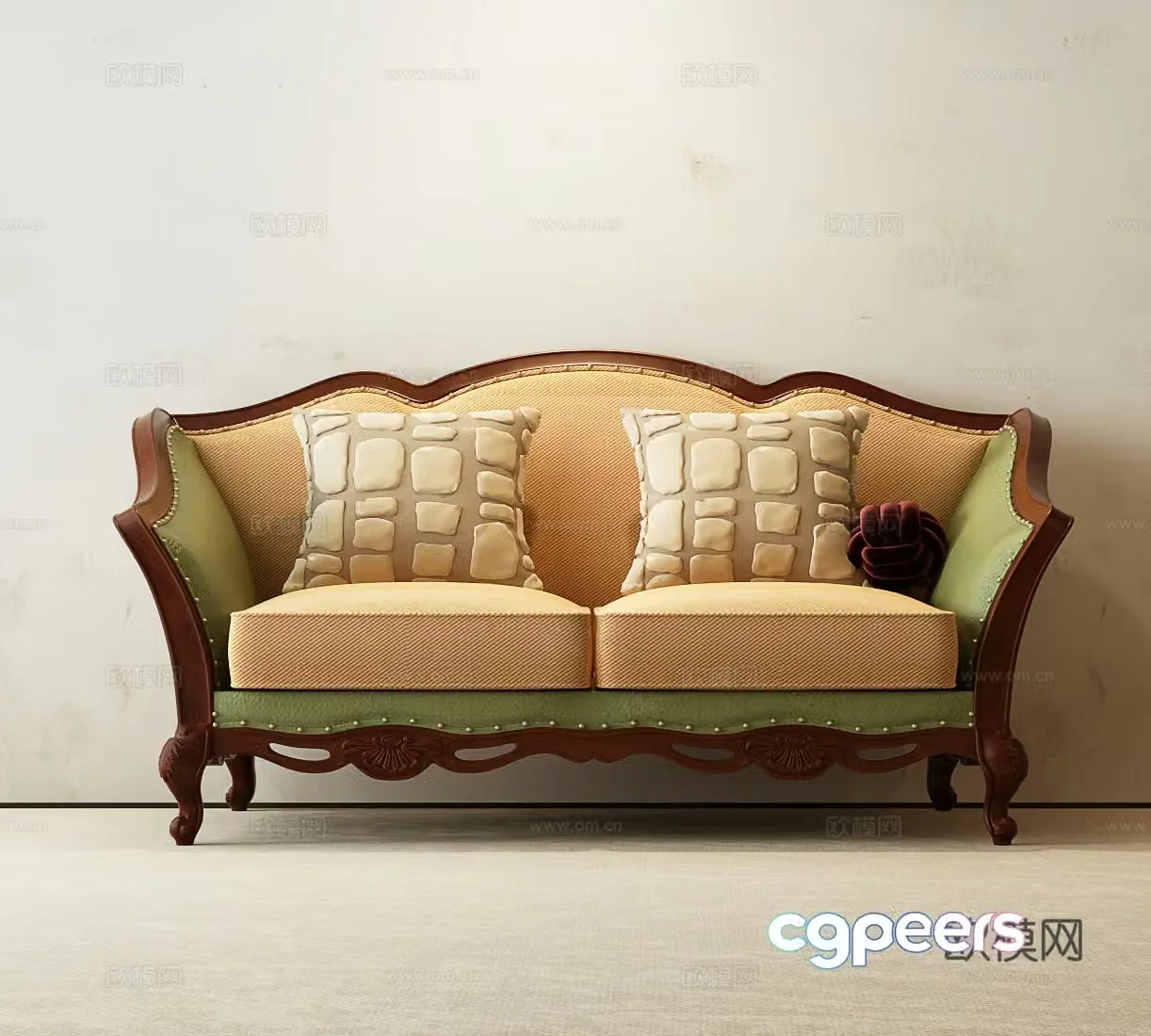 American double sofa 3d model