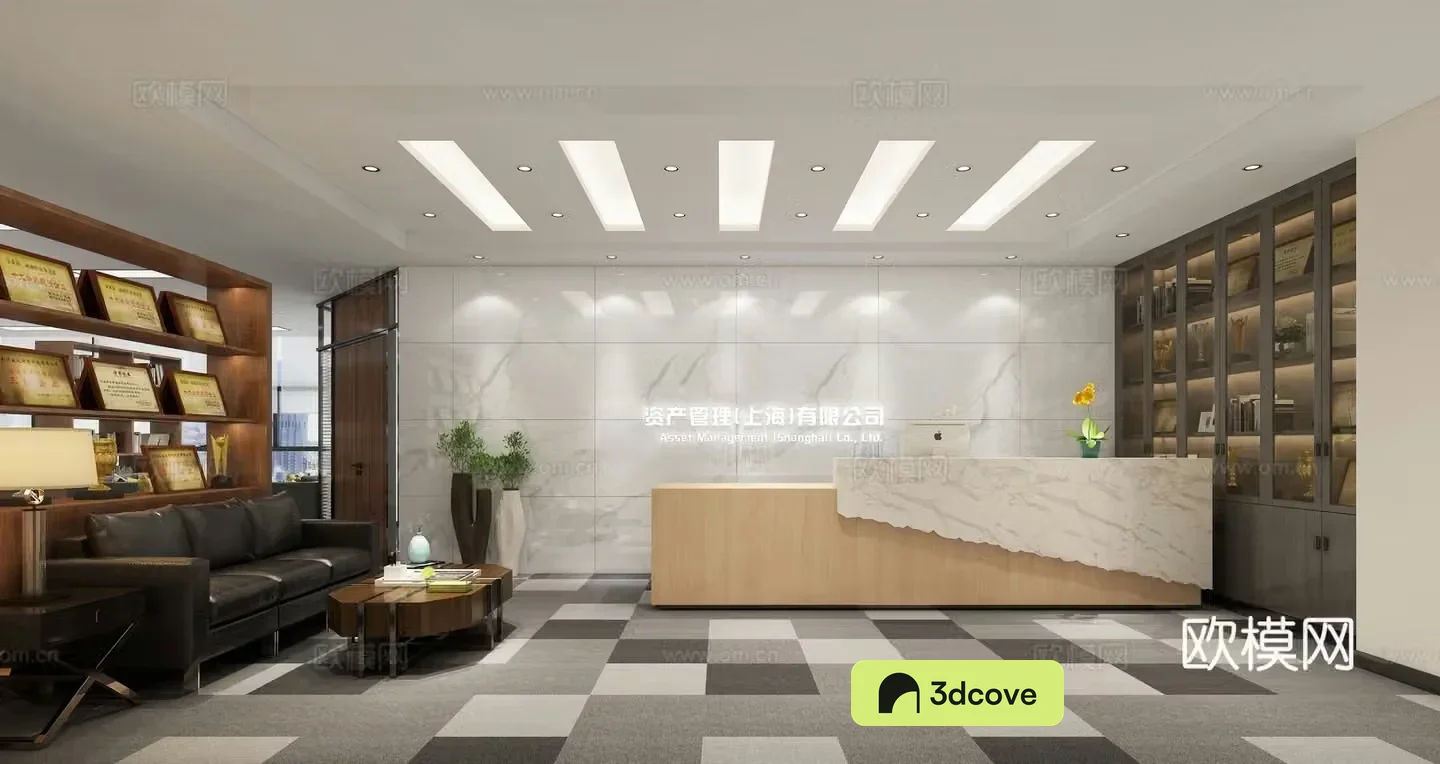 Modern company front desk conference room pantry