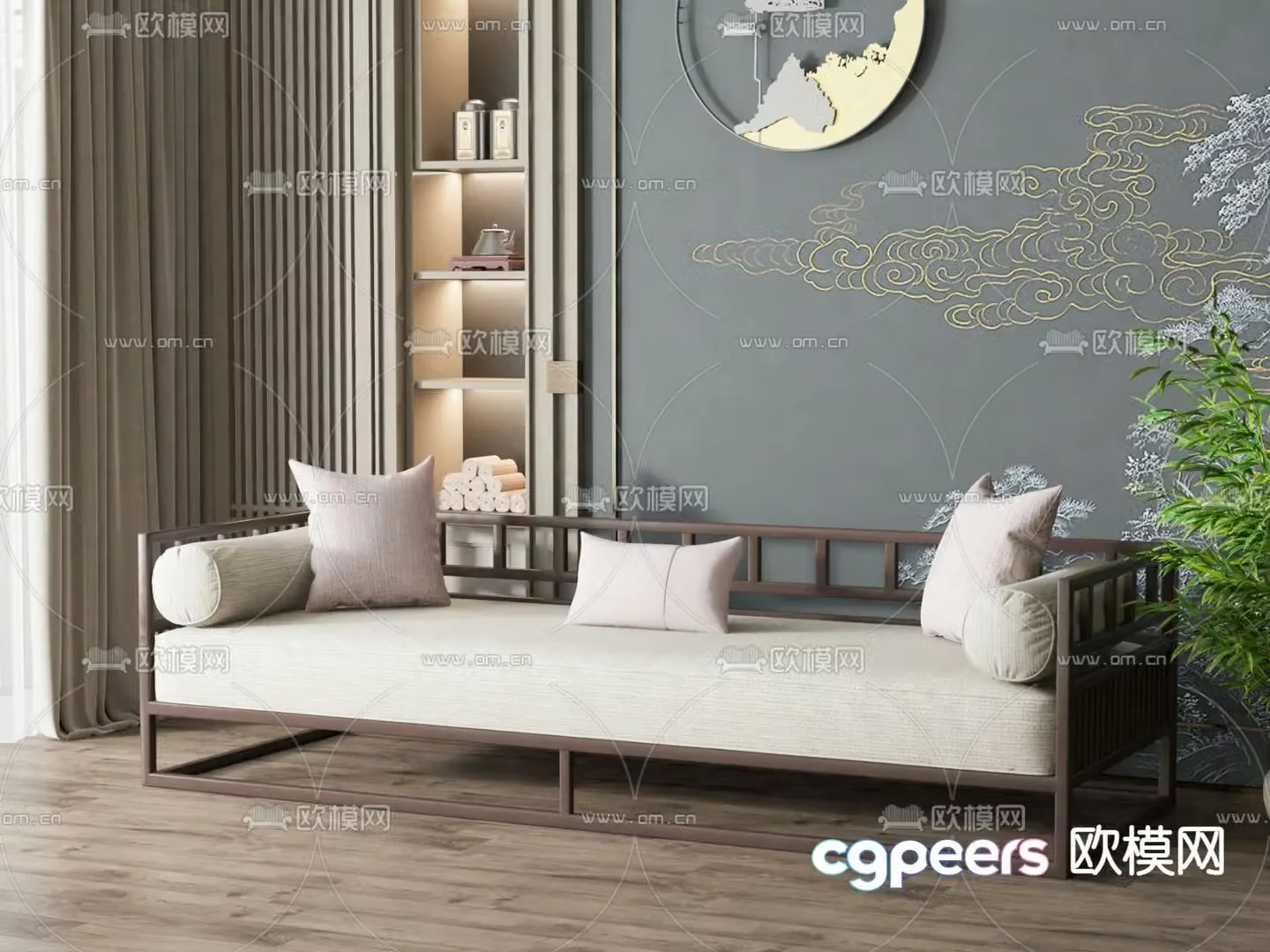 New Chinese Arhat Bed 3D Model