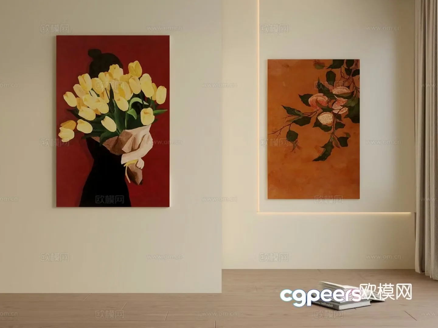 Retro borderless hanging painting 3d model