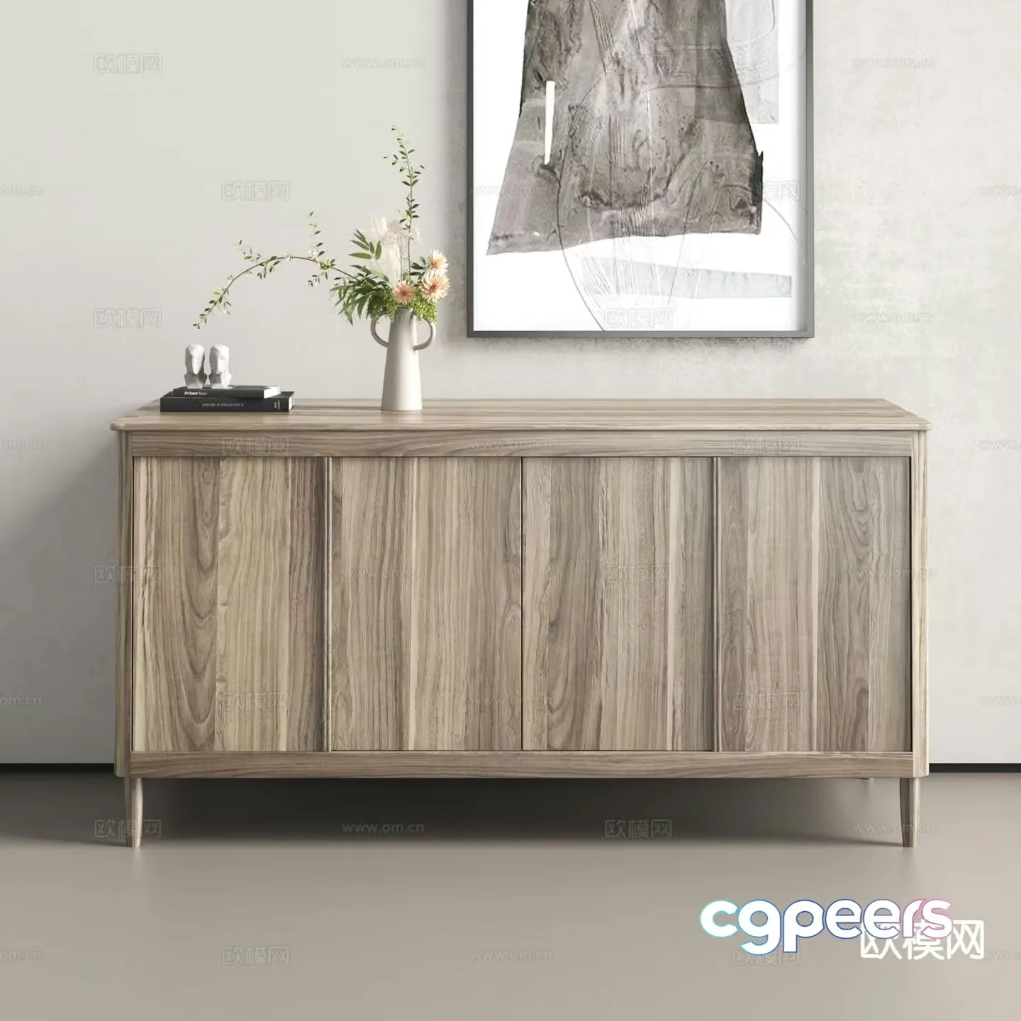 Log style sideboard sideboard 3d model