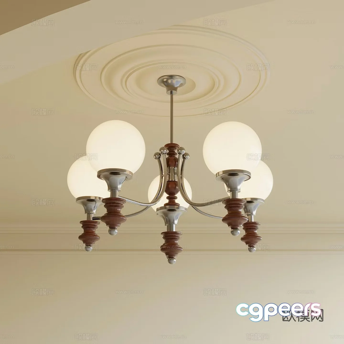 Middle-aged chandelier Multi-head chandelier 3d model