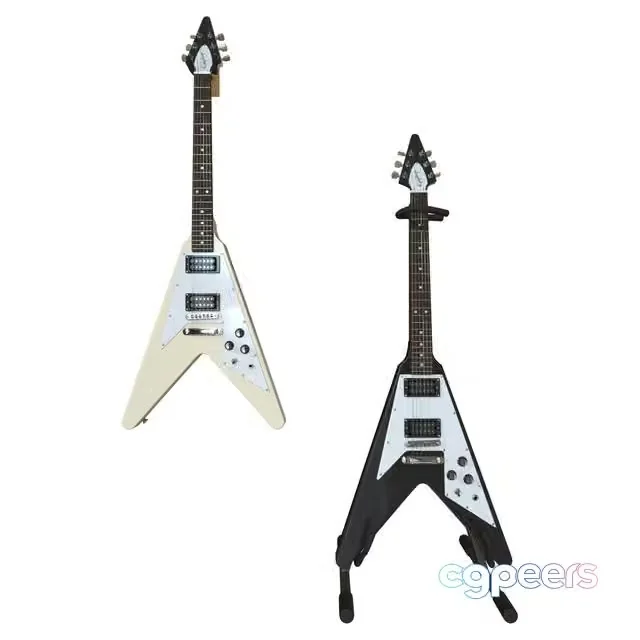 3ds Max Free – Electric Guitar Gibson Epiphone Flying V style black and beige