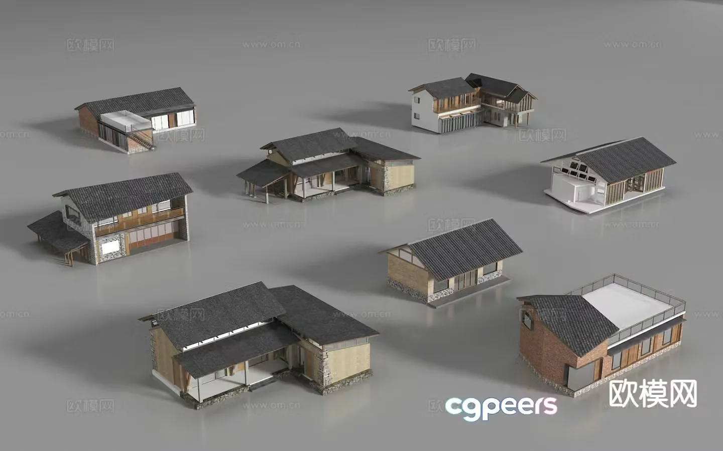 New Chinese-style rural self-built houses houses antique buildings ancient houses 3D model