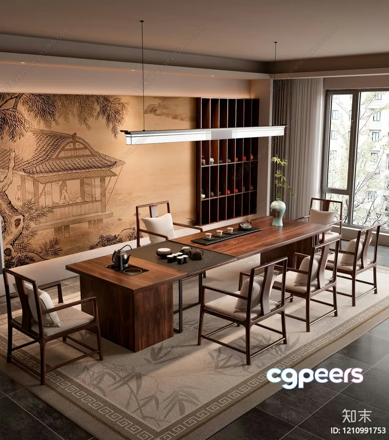 A Large Dining Room 3D Model – 7576 – VRAY Render