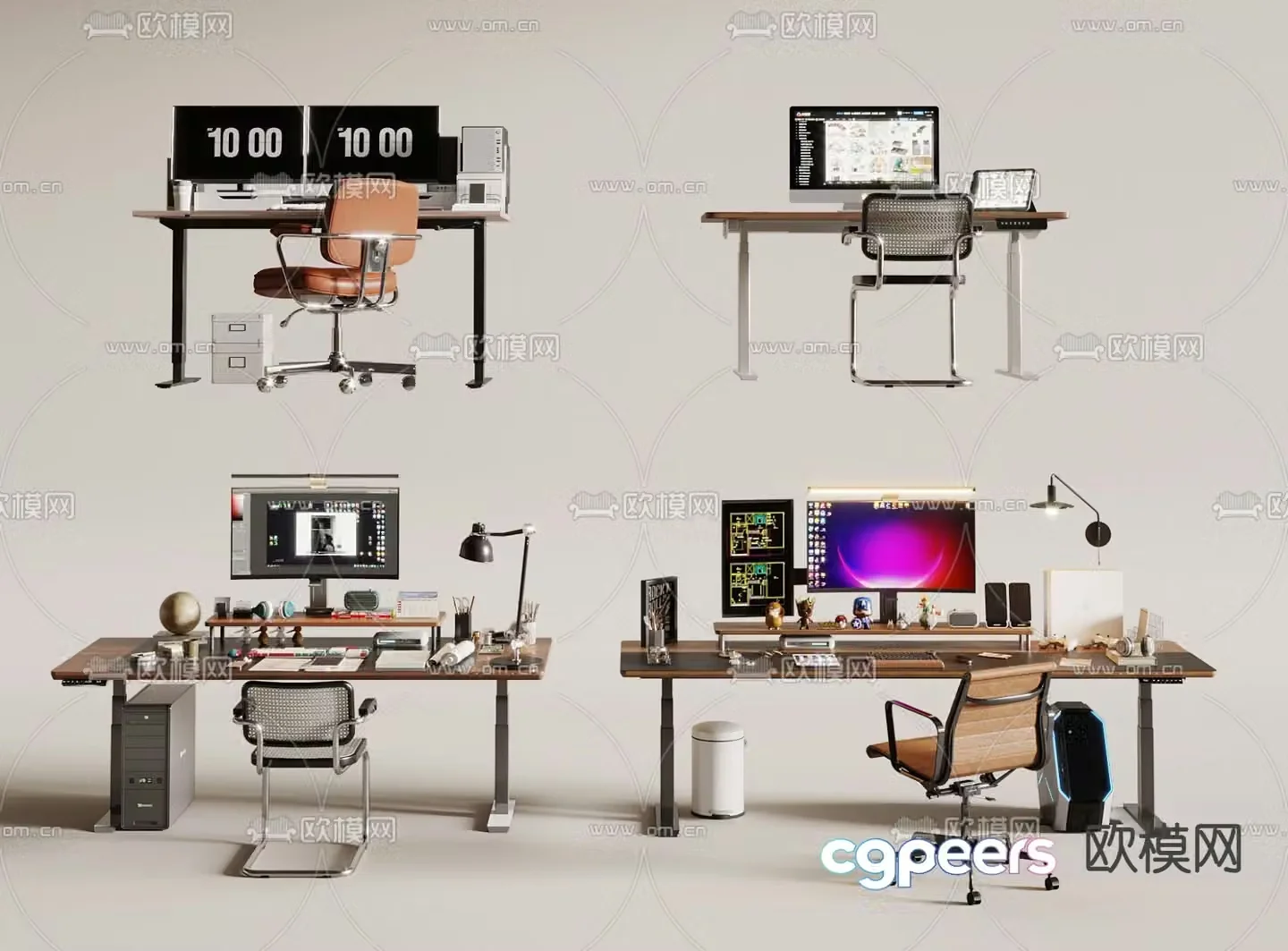 Medieval style desk writing desk computer desk 3d model