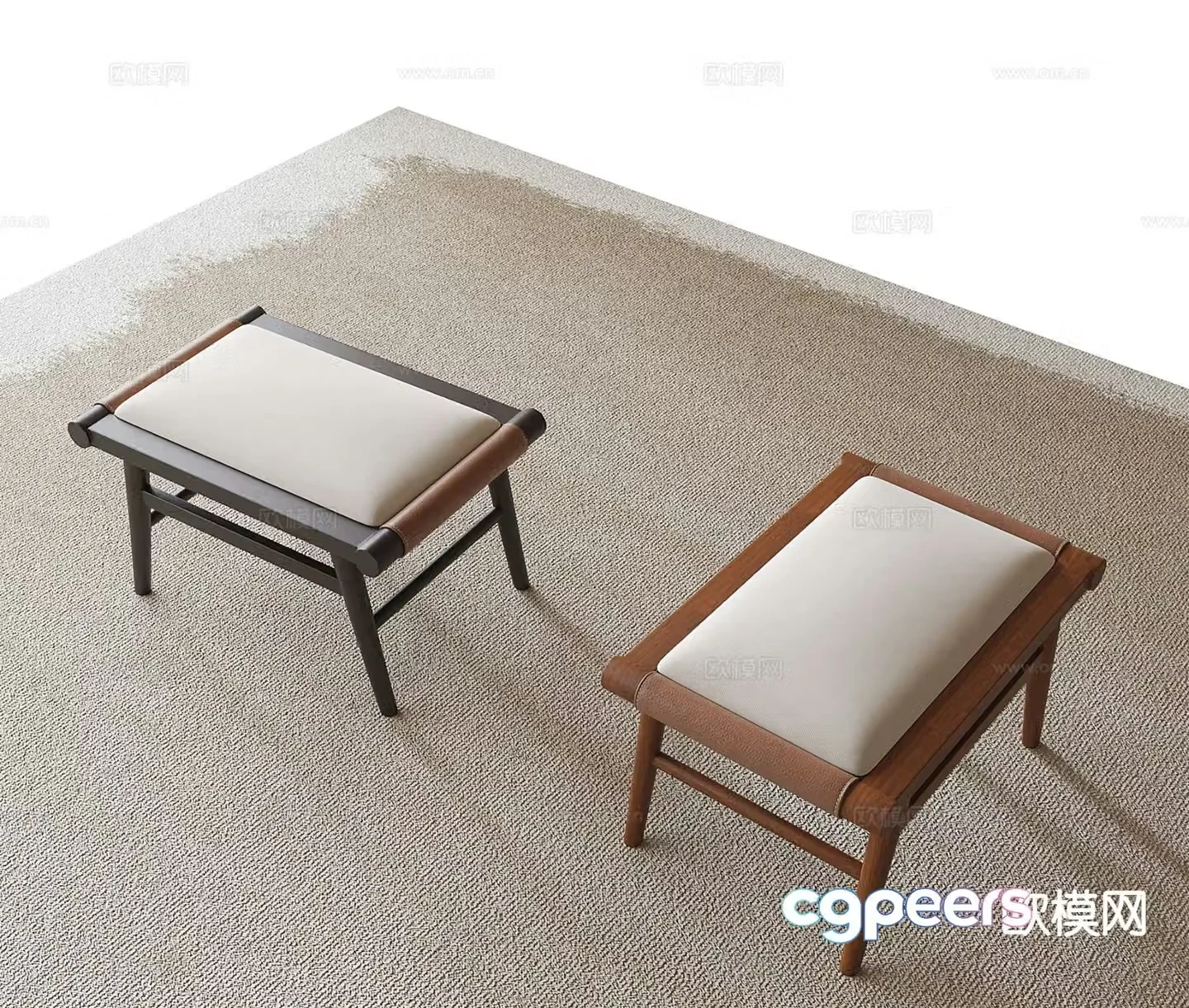 Modern stool shoe changing stool 3d model