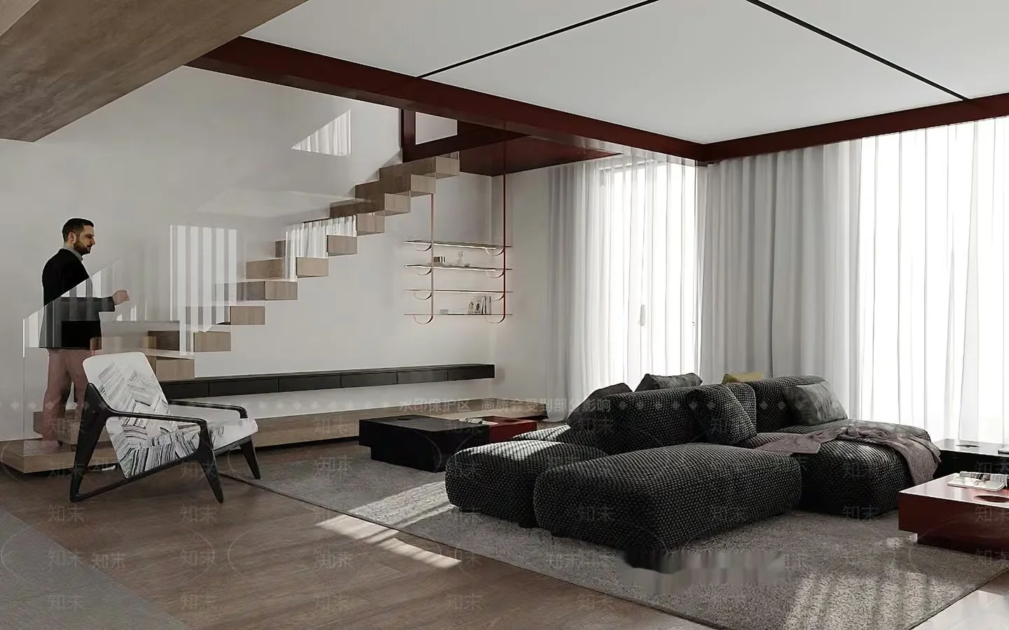 Modern Living Room 3D Model – 16190 – VRAY Render