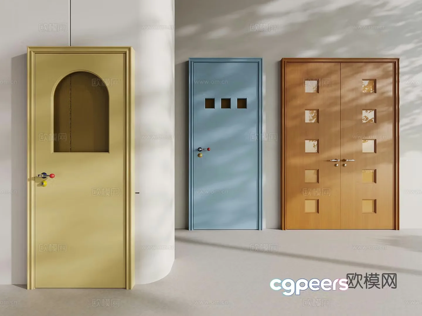 Medium style single-open door double-open door dopamine door 3D model