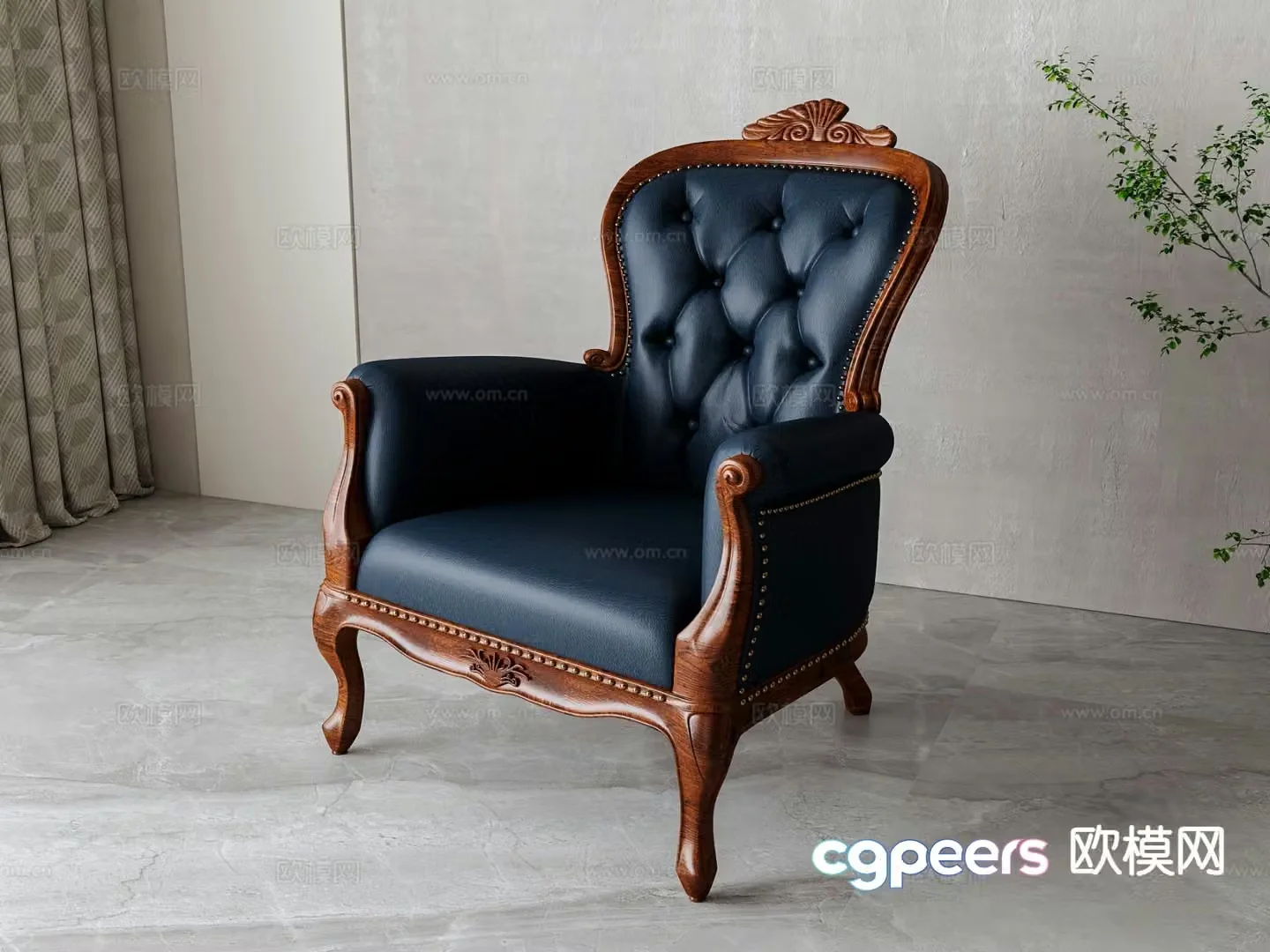 American single sofa armchair 3d model