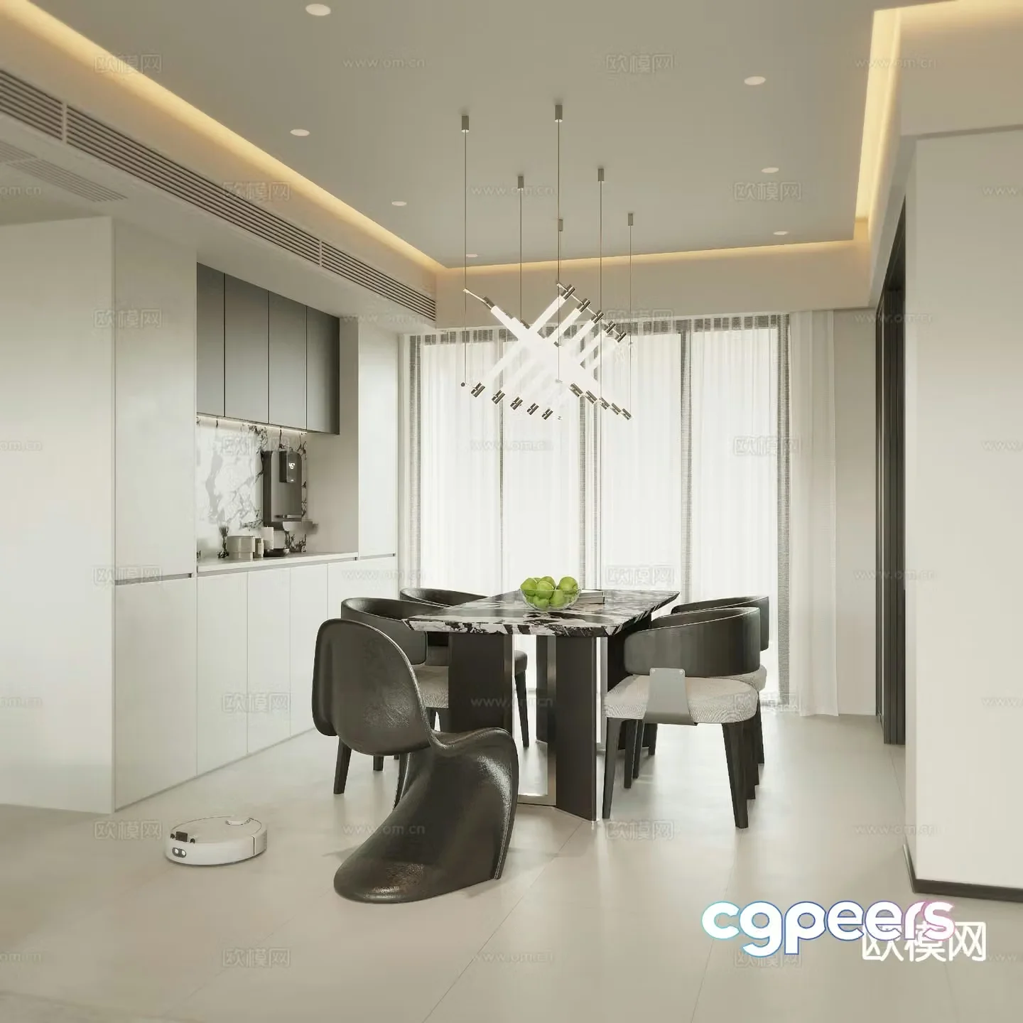 Cream style restaurant 3d model