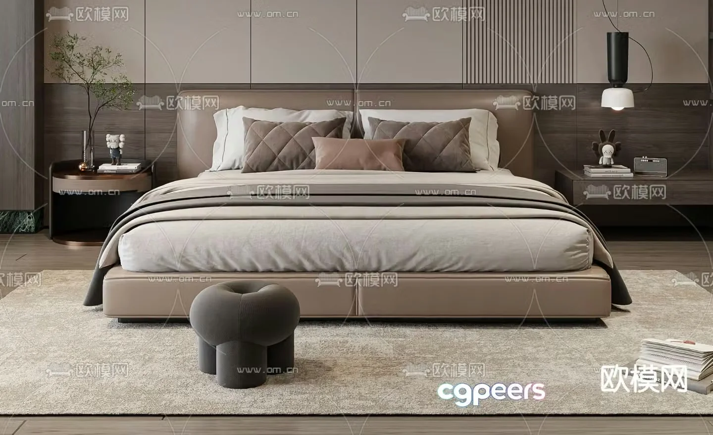 modern double bed 3d model