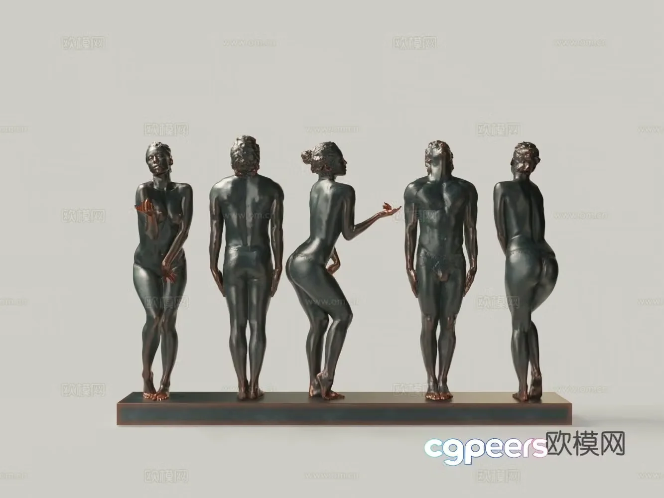 Modern bronze figure statue ornament 3d model