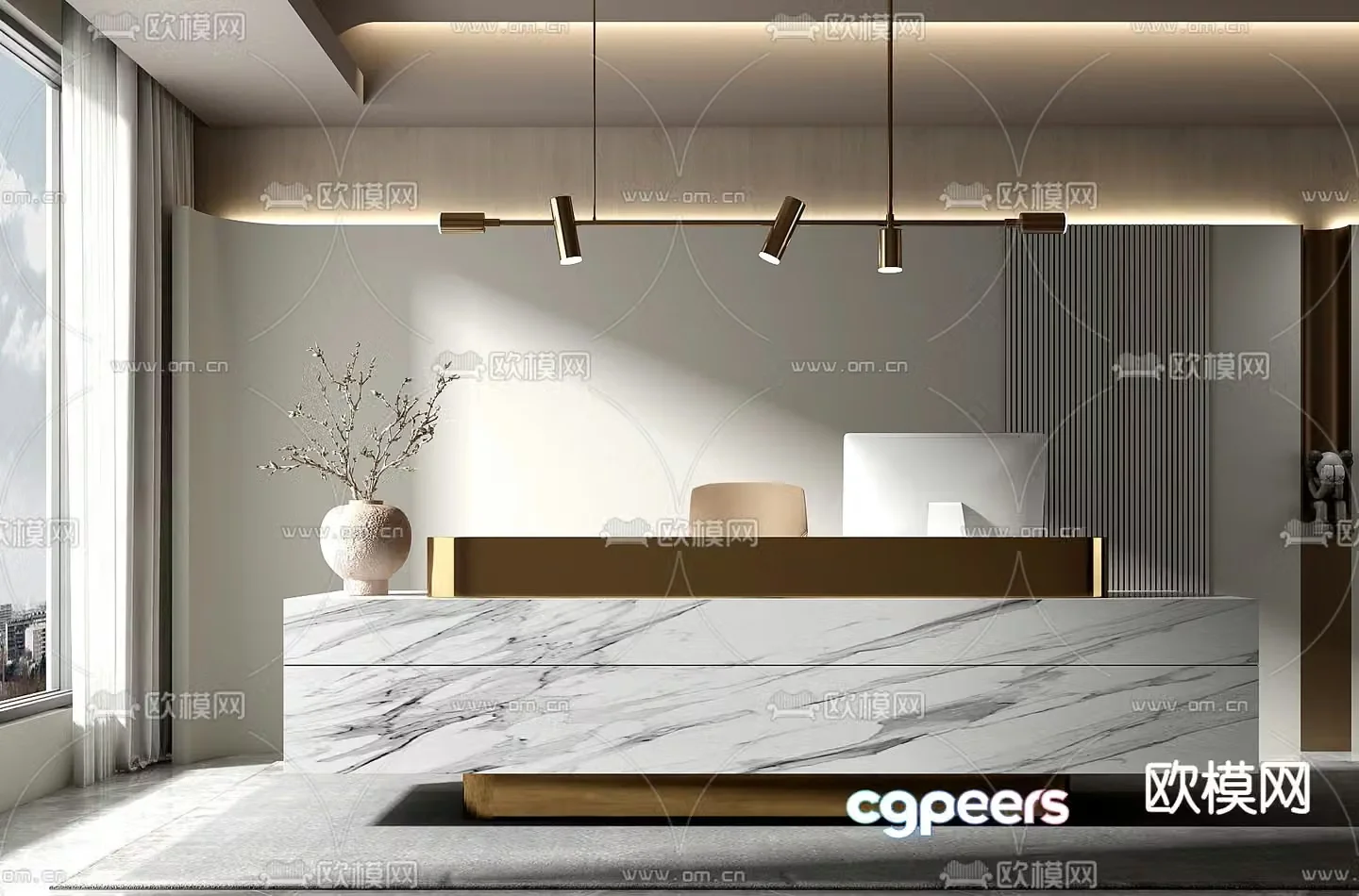 Front desk reception desk service desk information desk 3d model
