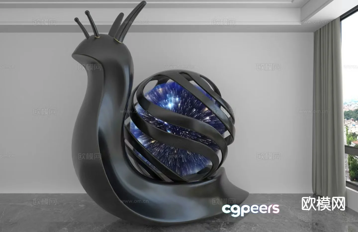 Modern snail trendy ornament 3D model