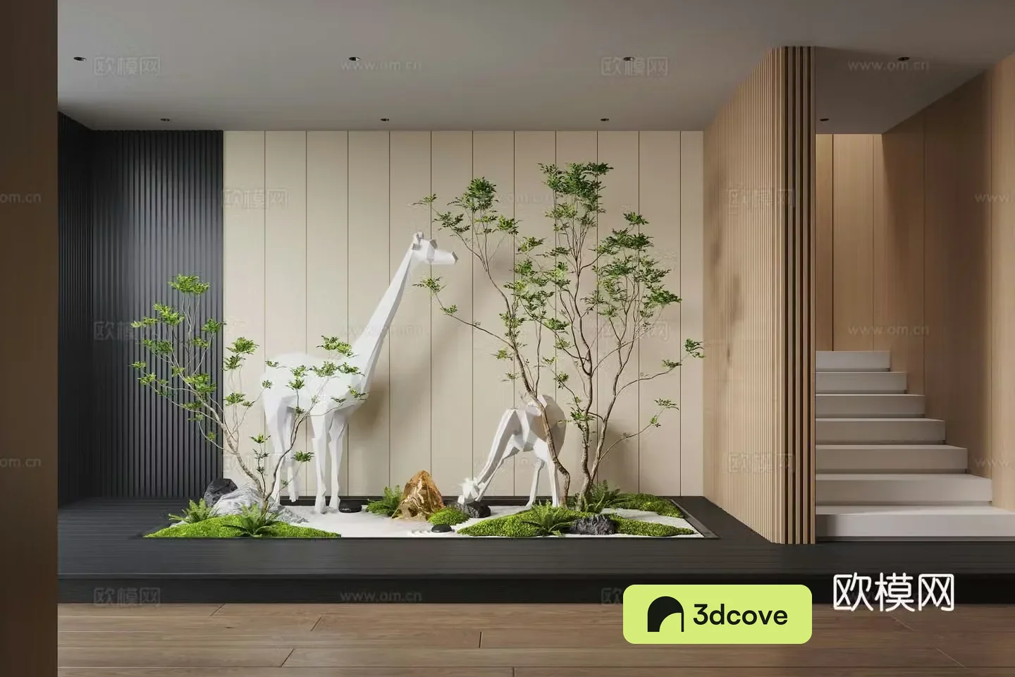 Modern interior landscape landscaping moss landscape sketch landscape sculpture