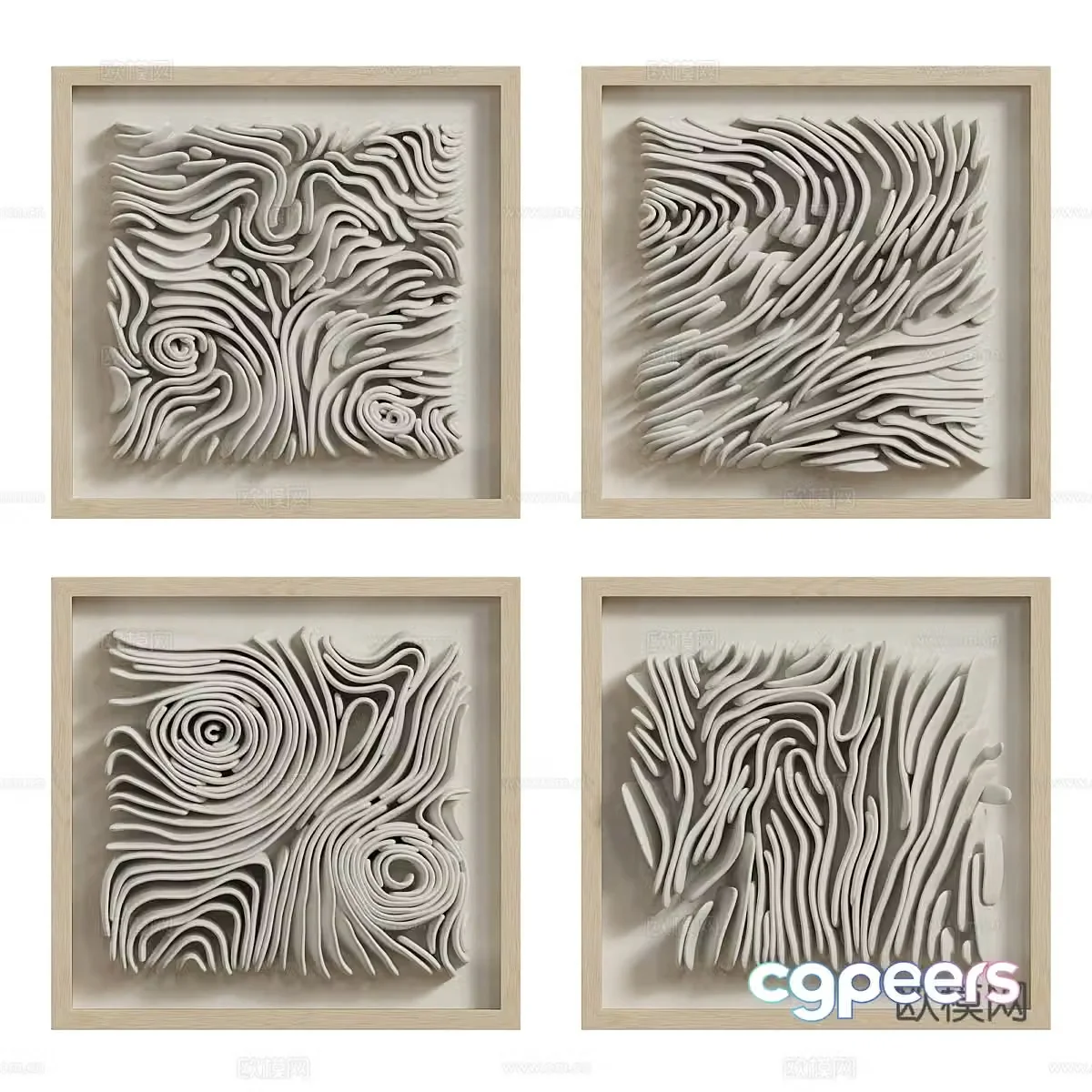 New Chinese style Wasabi Coral Reef Wave Wall Decoration 3D Model