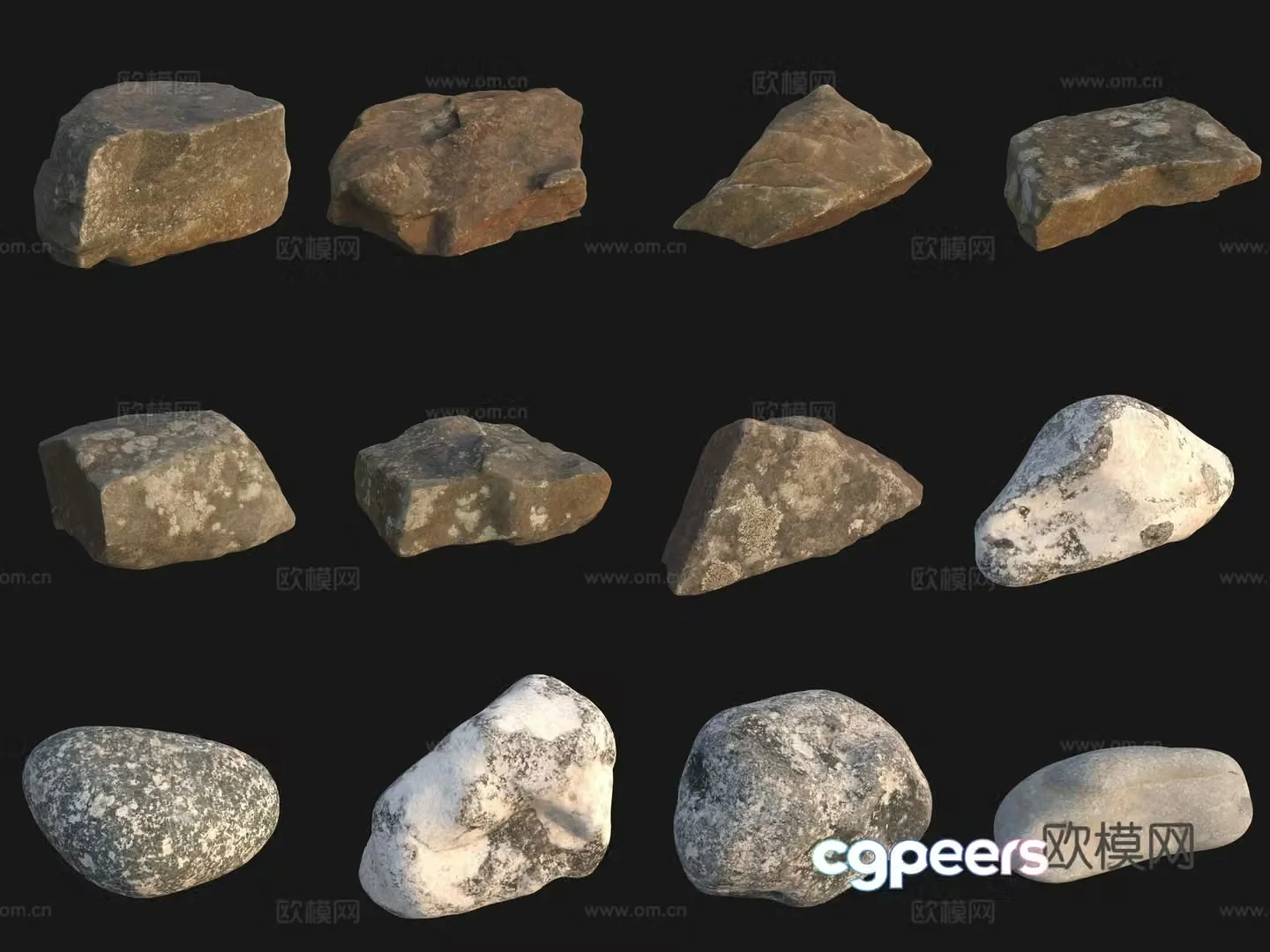 Rock big stone big stone pile pebbles 3d model