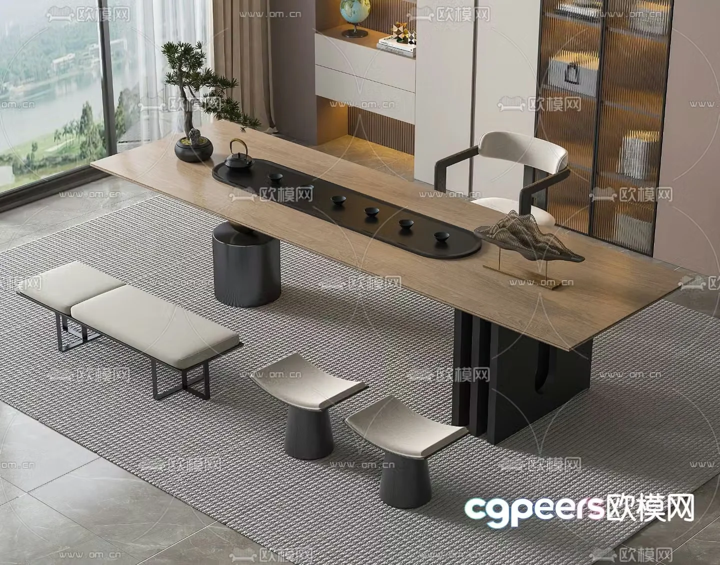 New Chinese style tea table tea table tea table 3d model