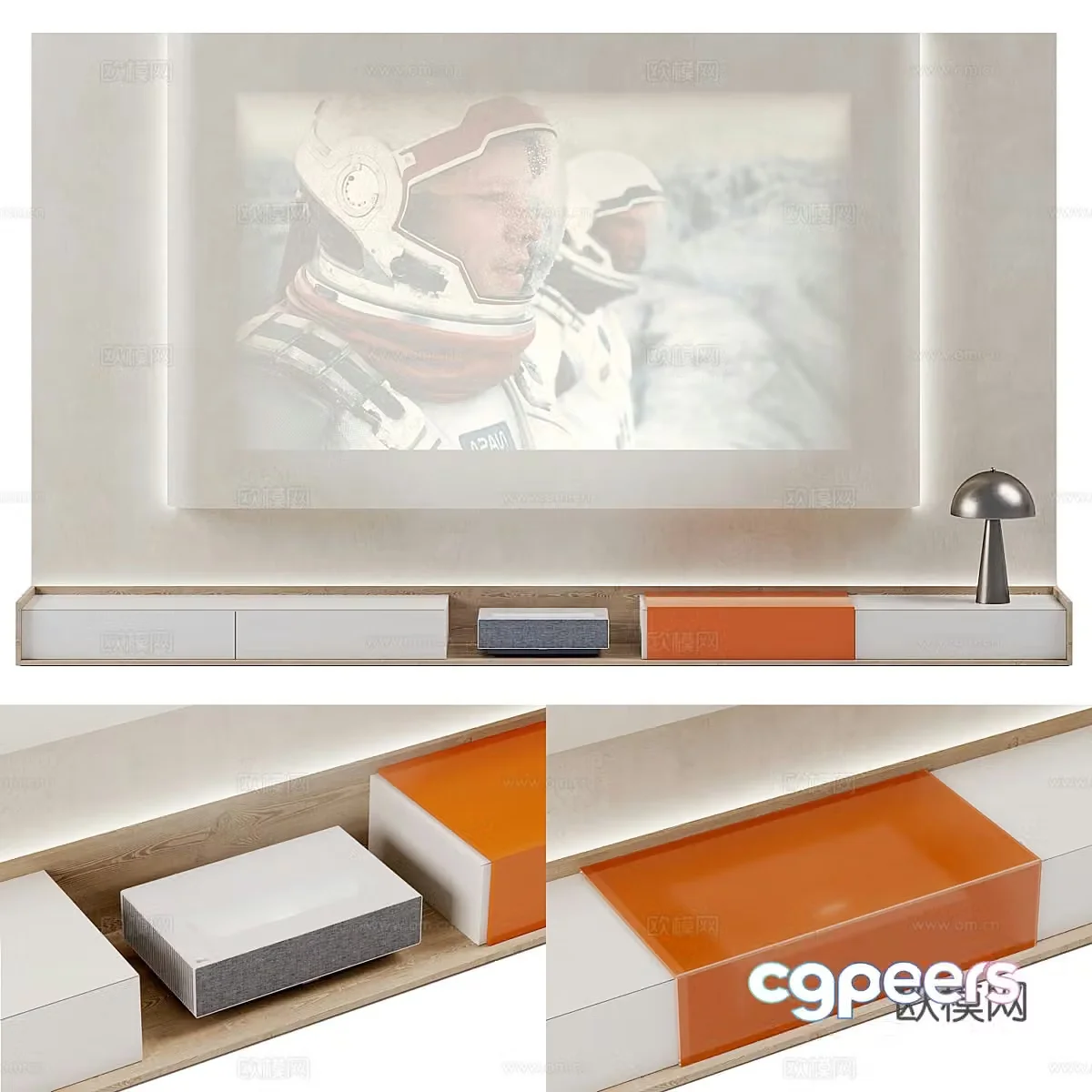 Modern TV background wall 3d model