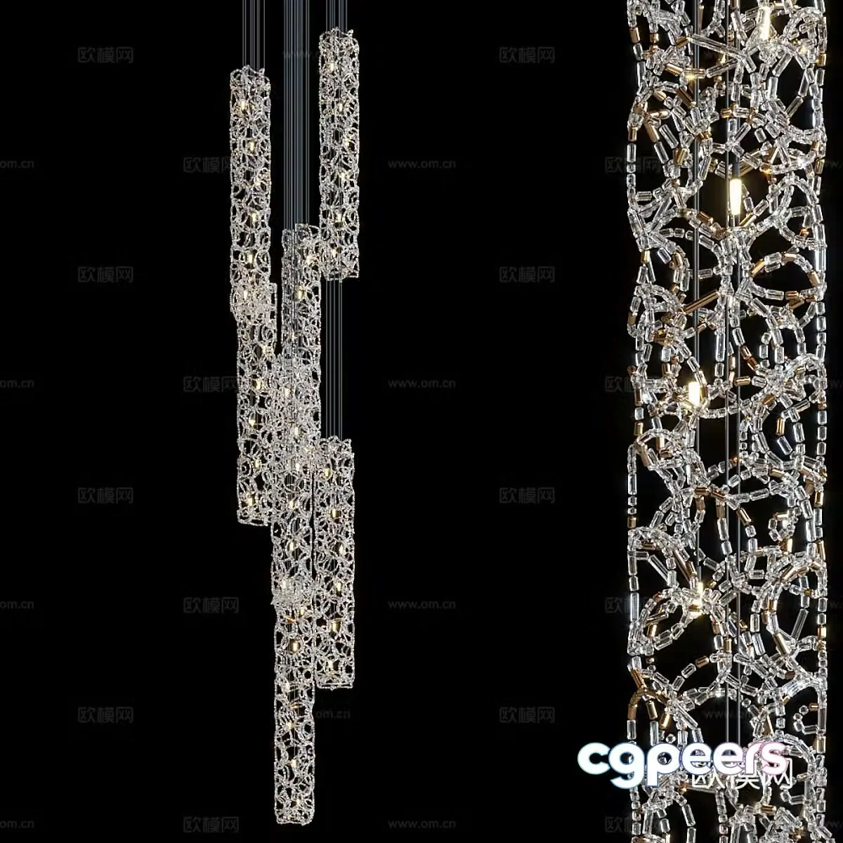 New Chinese style decorative chandelier 3D model