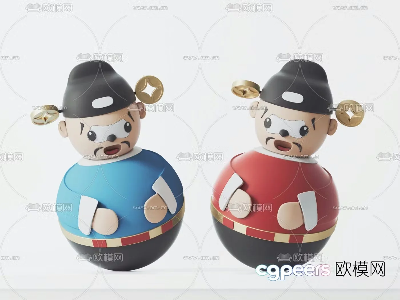 New Chinese style God of Wealth tumbler toy 3d model