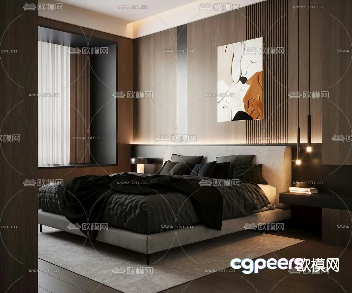 Italian double bed 3d model