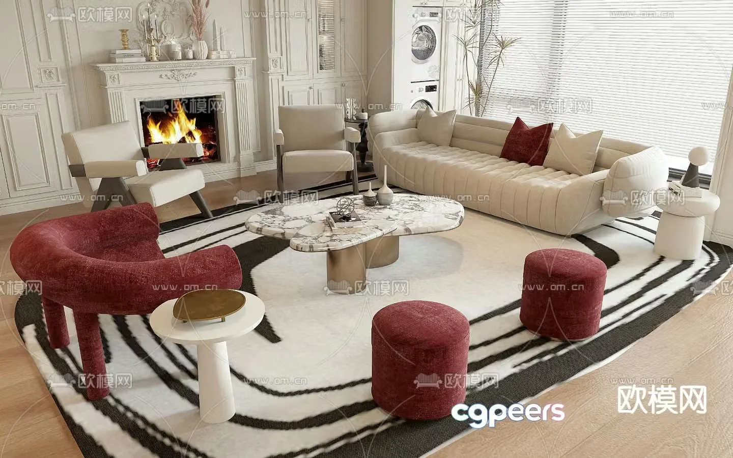French sofa set 3d model