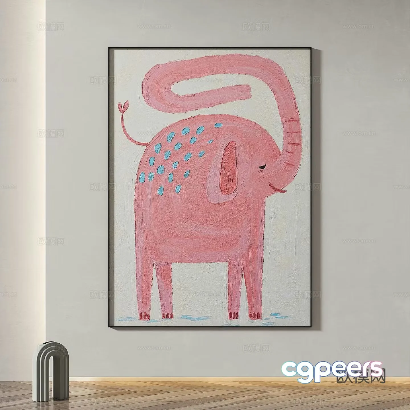 Modern minimalist abstract decorative painting 3d model