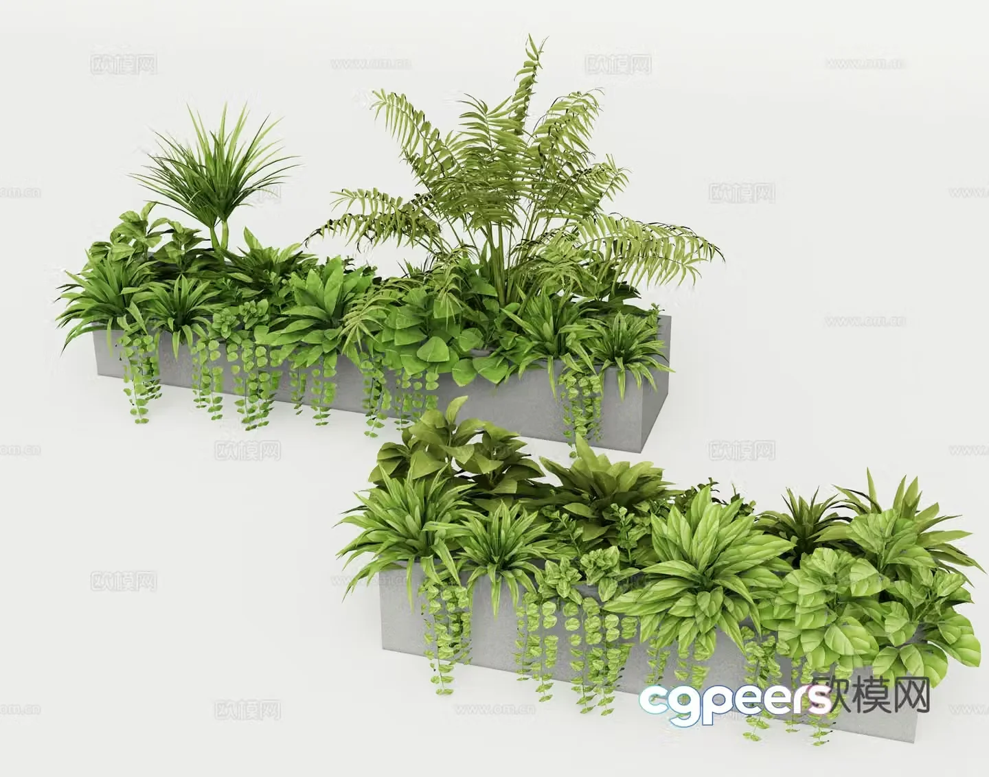 Modern plant heap green plant combination 3D model