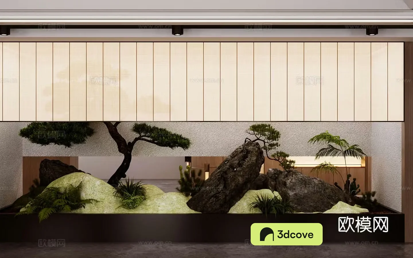New Chinese Zen Pine Tree Landscape Sketch