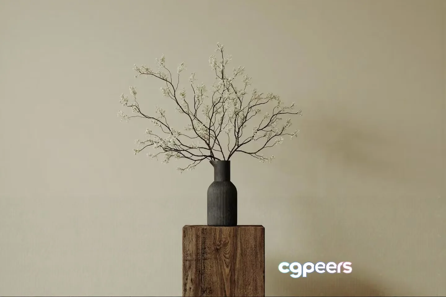 A Black Vase With White Flowers 3D Model – 6625 – CORONA Render