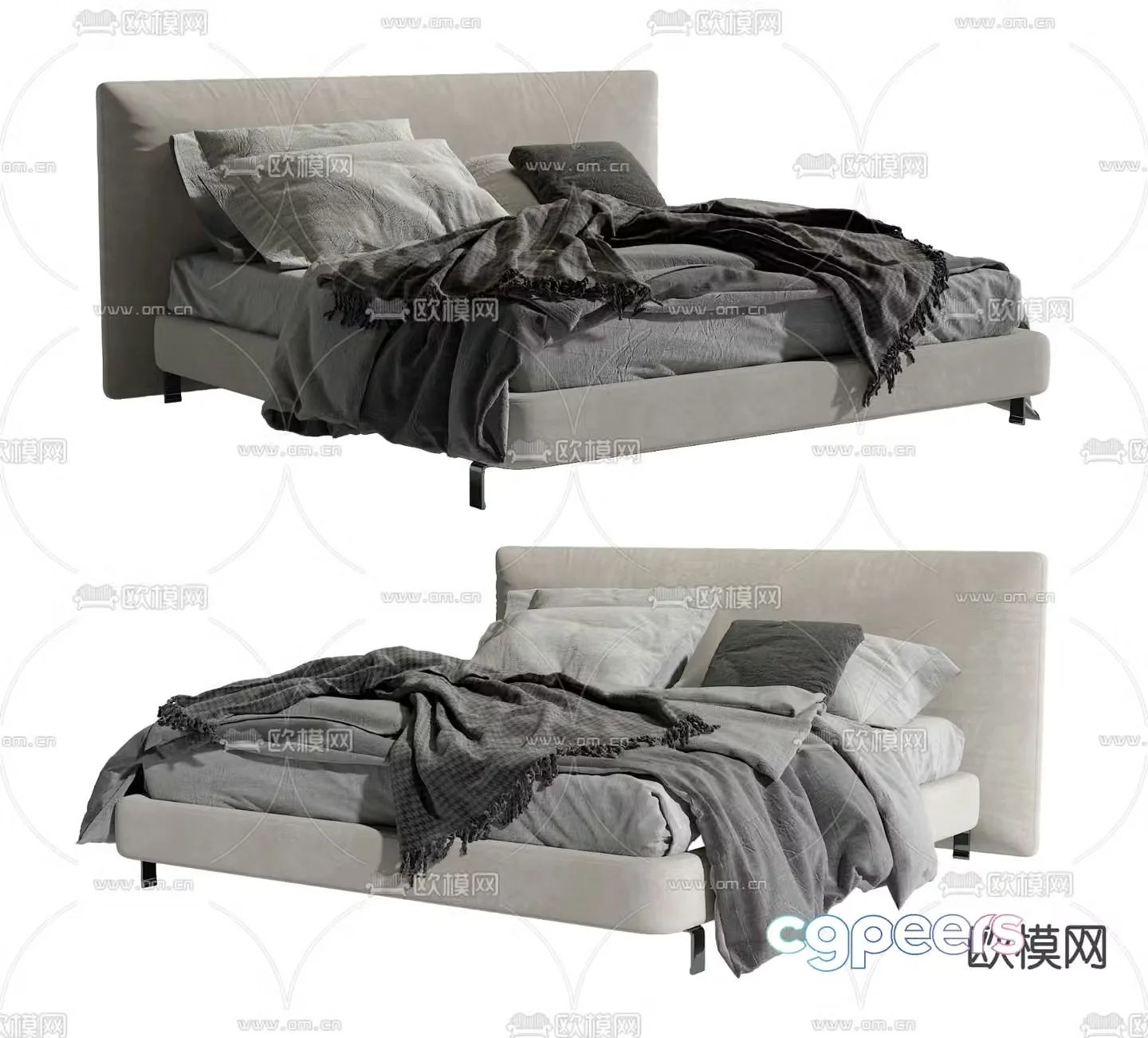 Modern double bed 3d model